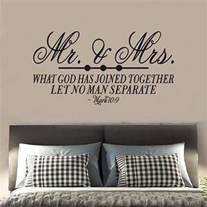 Mr and Mrs Wall Decal Vinyl Bedroom Quote Sticker 21x11 Wedding